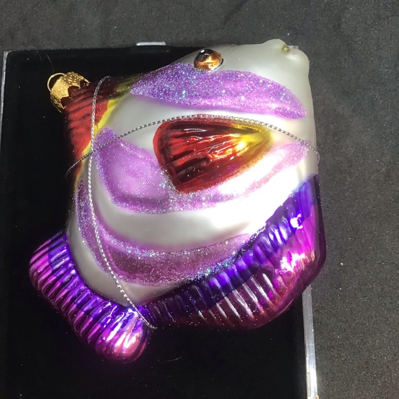 NIB Vintage 2004 Glass Hand painted Purple Fish Christmas Ornament. - Picture 9 of 9